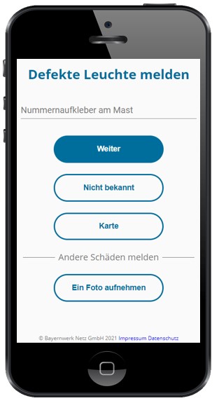 Störungsmeldung Straßenbeleuchtung über die Störmelder-App